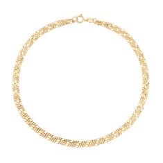 Yellow Gold Triple Strand Solid Figaro Chain Anklet | 1.2mm | 9.5 Inches