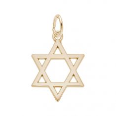 14k Yellow Gold Star Of David Flat Charm