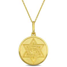 Yellow Gold Star of David Pendant Necklace