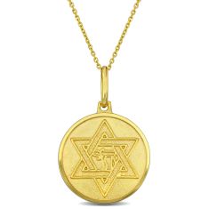 Yellow Gold Star of David Pendant Necklace