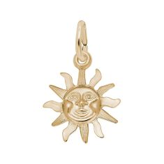 14k Yellow Gold Sunburst Flat Back 2D Charm