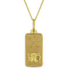 Yellow Gold Taurus Zodiac Sign Pendant Necklace