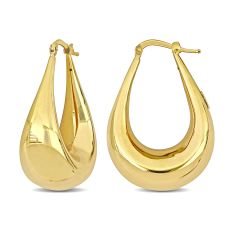 Yellow Gold Teardrop Hoop Earrings