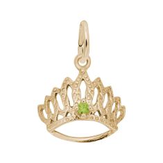 Yellow Gold Tiara with August Stone 3D Charm