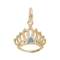Yellow Gold Tiara with December Stone 3D Charm