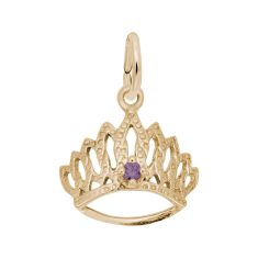 Yellow Gold Tiara with June Stone 3D Charm