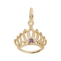 14k Yellow Gold Tiara with June Stone 3D Charm