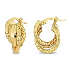 Yellow Gold Twisted Hoop Earrings | 13mm