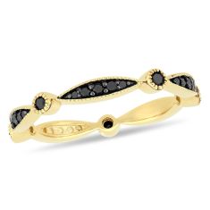 Yellow Gold Vintage-Inspired Treated Black Diamond Band 1/4ctw