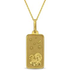 Yellow Gold Virgo Zodiac Sign Pendant Necklace