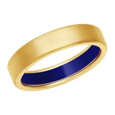 Yellow Gold with Blue Ceramic Interior Wedding Band | 5mm | Men's