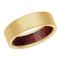 Yellow Gold with Pearl Red Ceramic Interior Wedding Band | 7mm | Men's