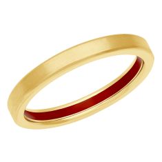 Yellow Gold with Red Ceramic Interior Wedding Band | 3mm | Men's