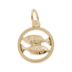 14k Yellow Gold Zodiac Pisces Cut-Out Flat Charm