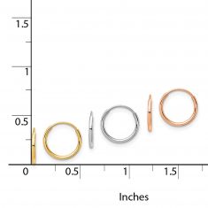 Yellow, White, and Rose Gold 3-Pair Hoop Earrings Set