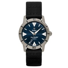 Zodiac Super Sea Wolf Titanium Skin Diver Automatic Blue Dial Black Textile Strap Watch 39mm - ZO9219