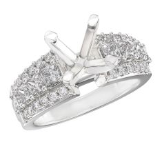1 1/2ctw Diamond Princess and Round White Gold Engagement Ring Setting