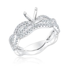 Final Sale - 3/8ctw Round Diamond Infinity Twist White Gold Engagement Ring Setting and Wedding Band Bridal Set