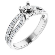 1/3ctw Diamond Double Row White Gold Engagement Ring Setting