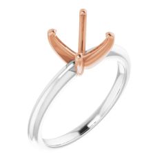 Two-Tone White and Rose Gold Solitaire Engagement Ring Setting