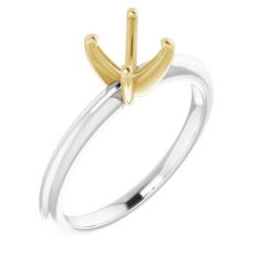 Two-Tone White and Yellow Gold Solitaire Engagement Ring Setting