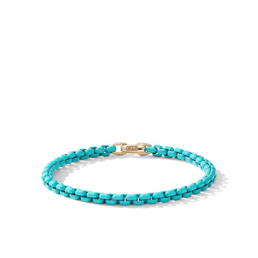 David Yurman Bel Aire Chain Bracelet in Turquoise with 14k Yellow