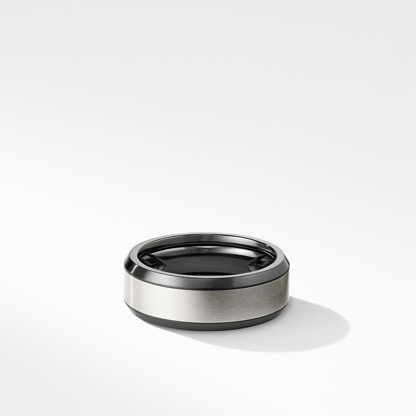 David Yurman Beveled Band Ring in Black Titanium with Grey Titanium | 8.5mm | Size 12