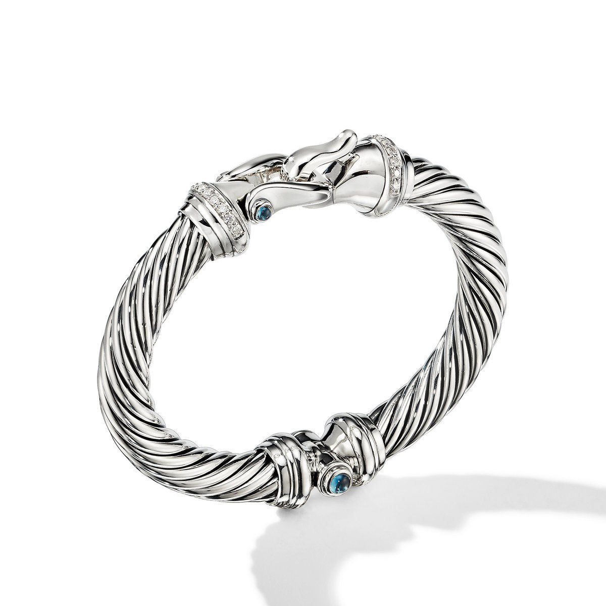 David Yurman Cable Buckle Bracelet with Hampton Blue Topaz and Di