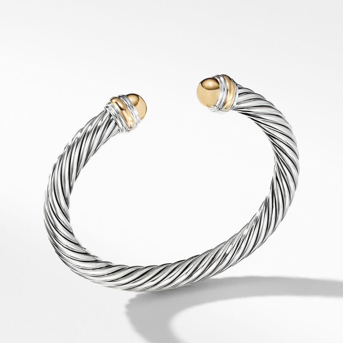 David Yurman Cable Classic Collection Bracelet with 14k Yellow Go