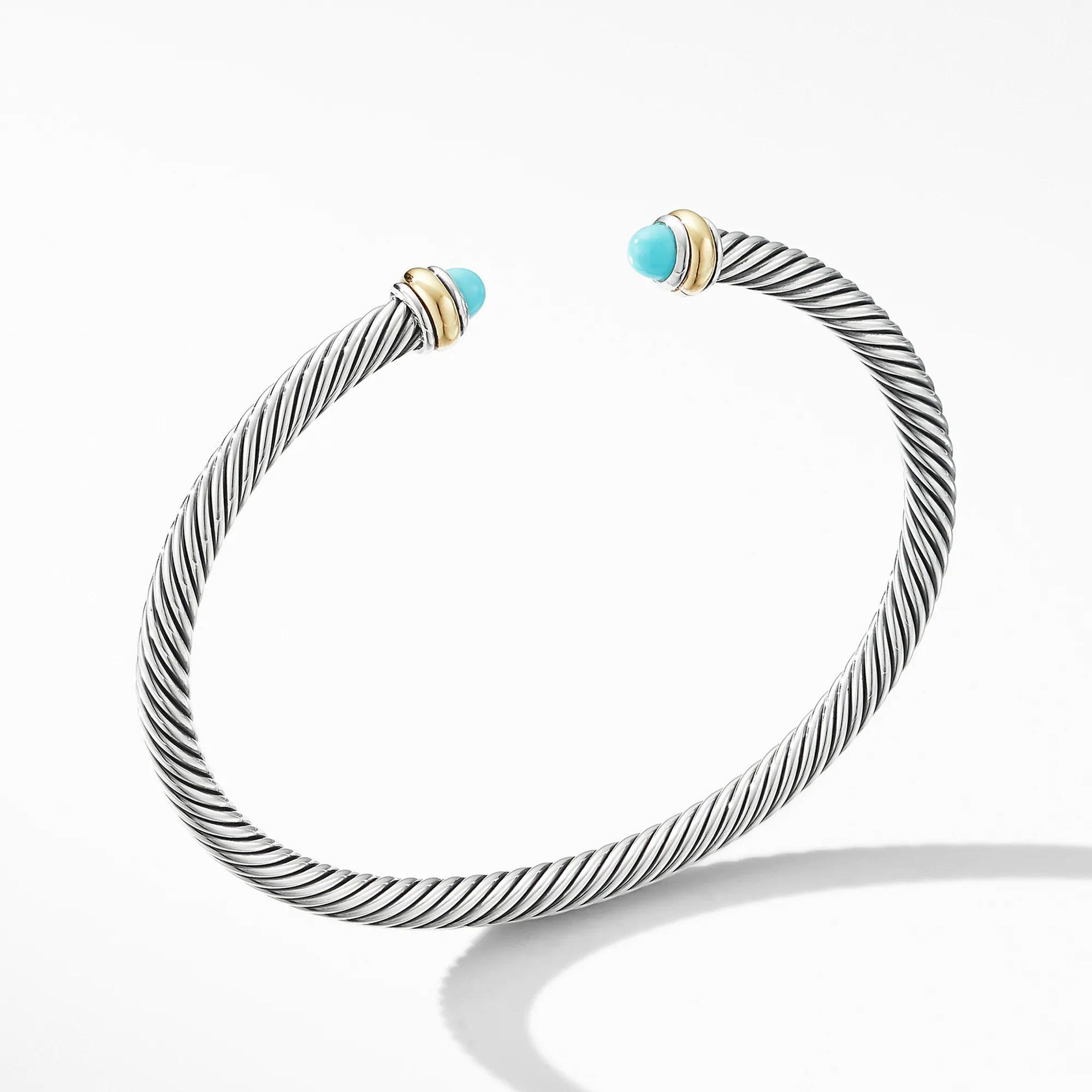 David Yurman Cable Classic Bracelet with Turquoise and 18k Yellow
