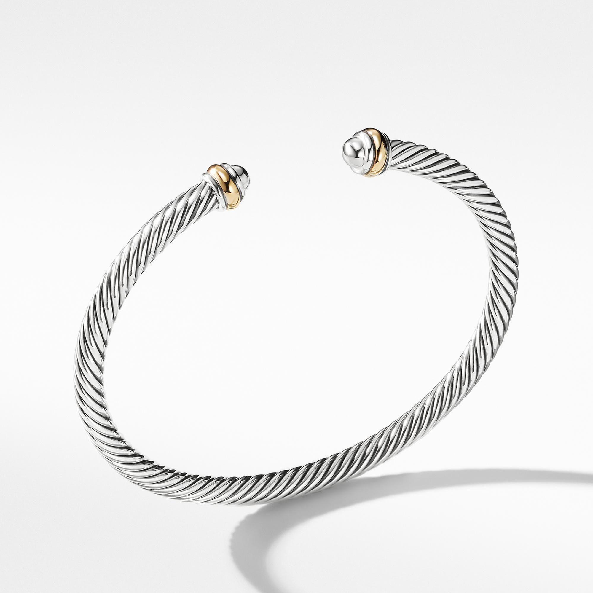 David Yurman Cable Classic Collection Bracelet with 18k Yellow Gold, 4mm - Size Large