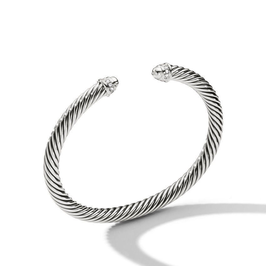 David Yurman Cable Classic Collection Bracelet with Diamonds, 5mm - Size Large