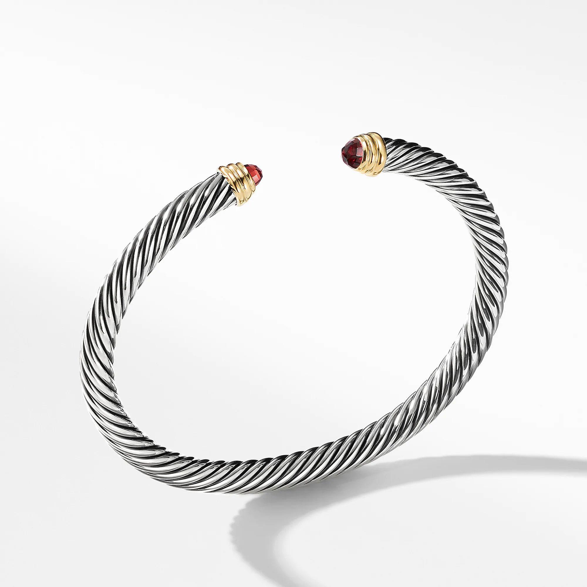 David Yurman Cable Classic Collection Bracelet with Garnet and 14