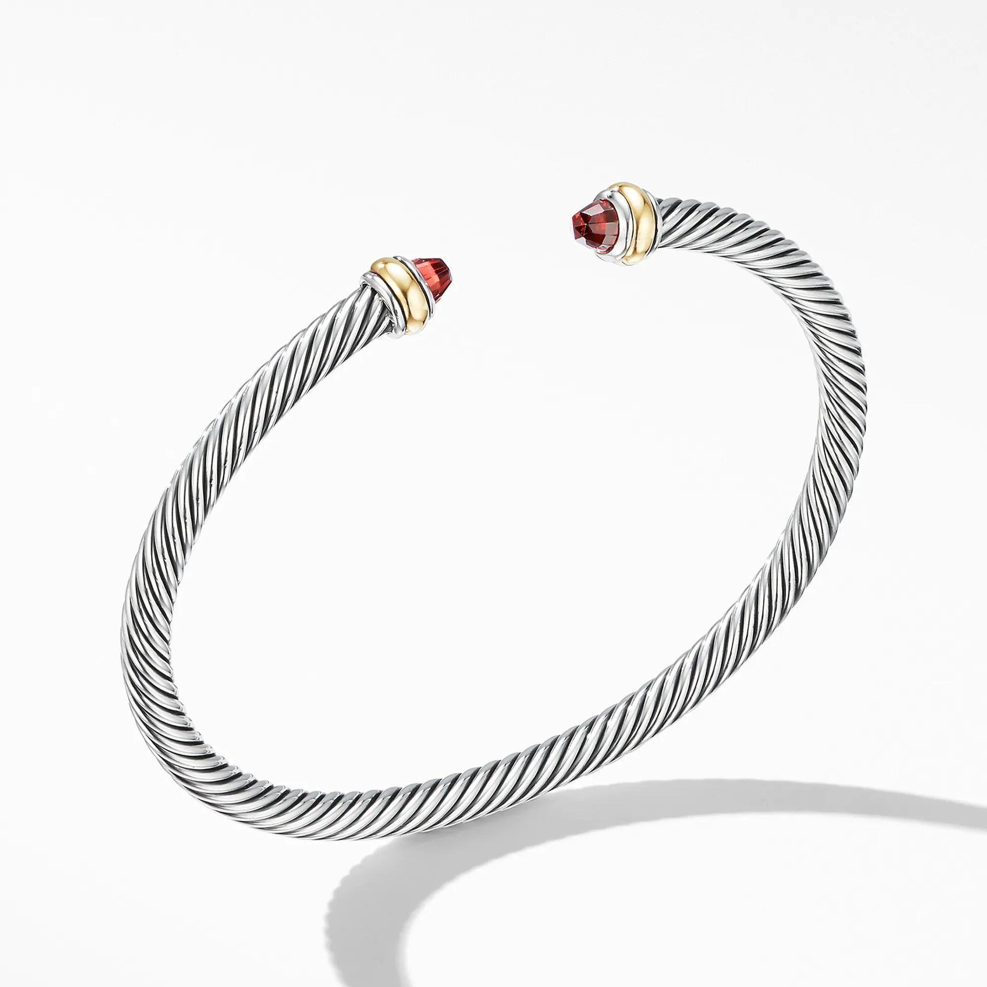 David Yurman Cable Classic Collection Bracelet with Garnet and 18
