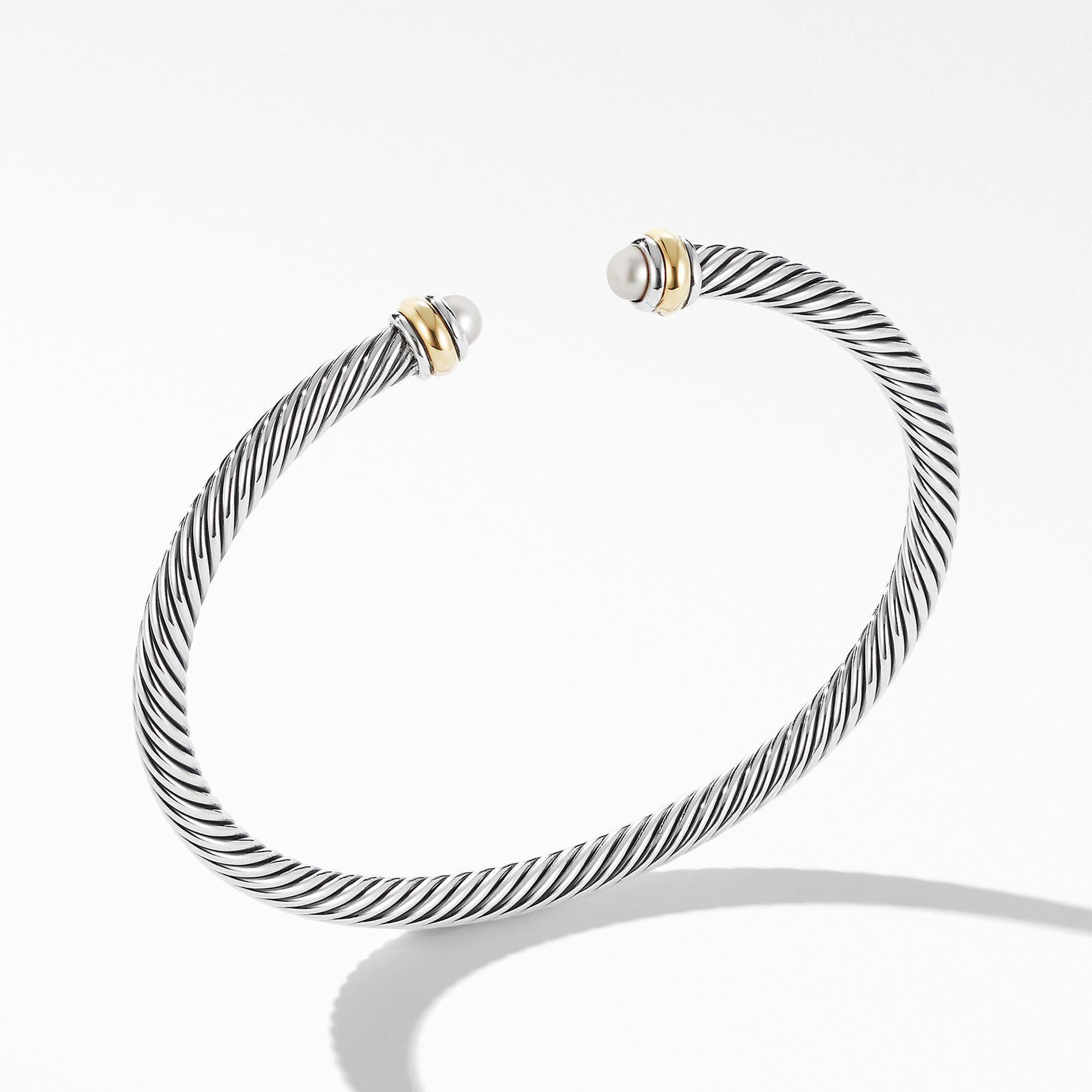 David Yurman Cable Classic Collection Bracelet with Pearl and 18k