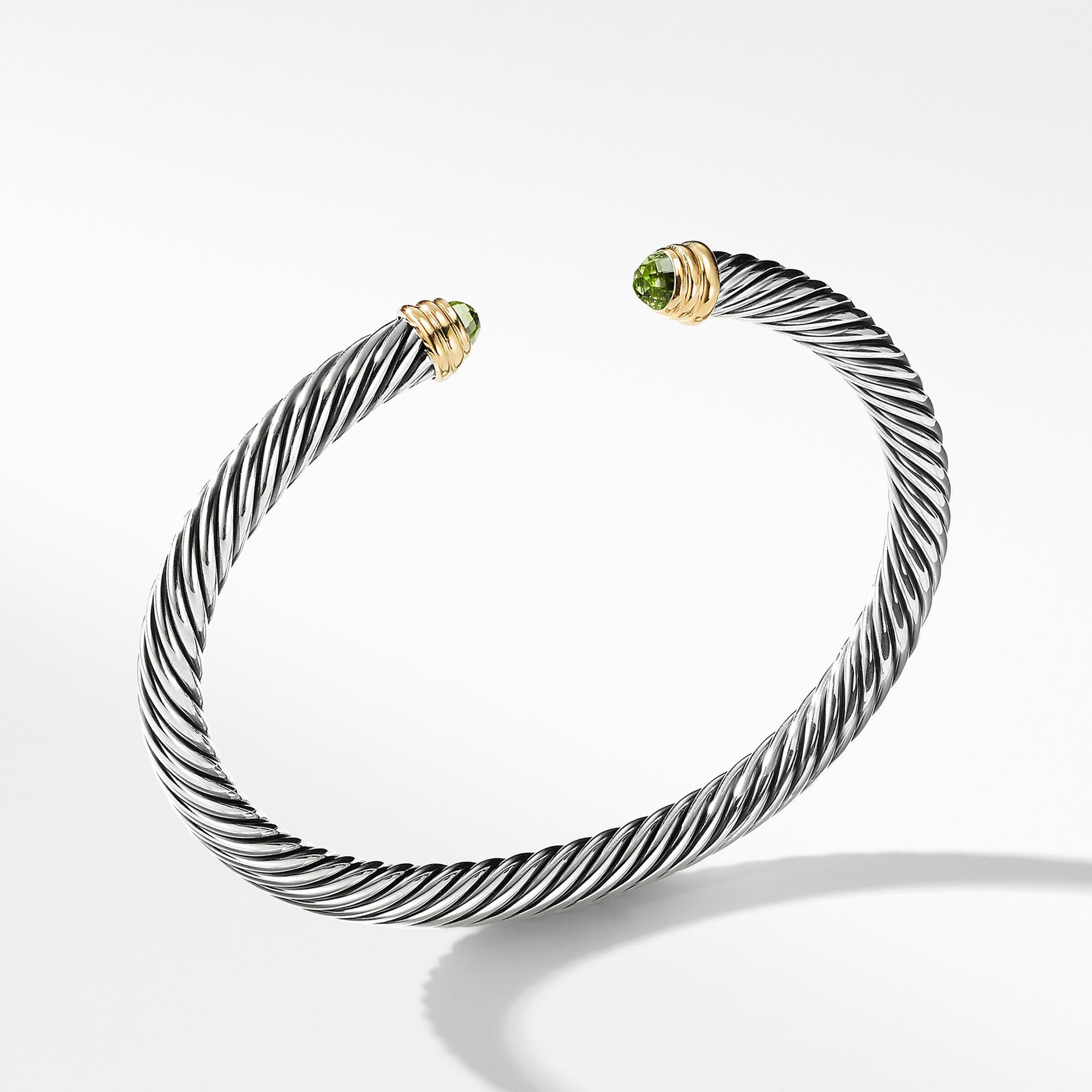 David Yurman Cable Classic Collection Bracelet with Peridot and 1