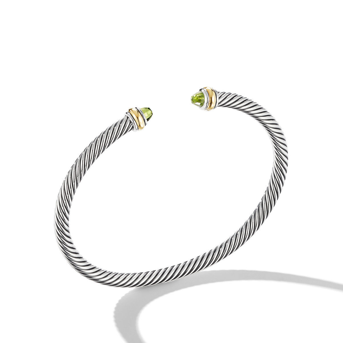 David Yurman Cable Classic Collection Bracelet with Peridot and 18k Yellow Gold - Small