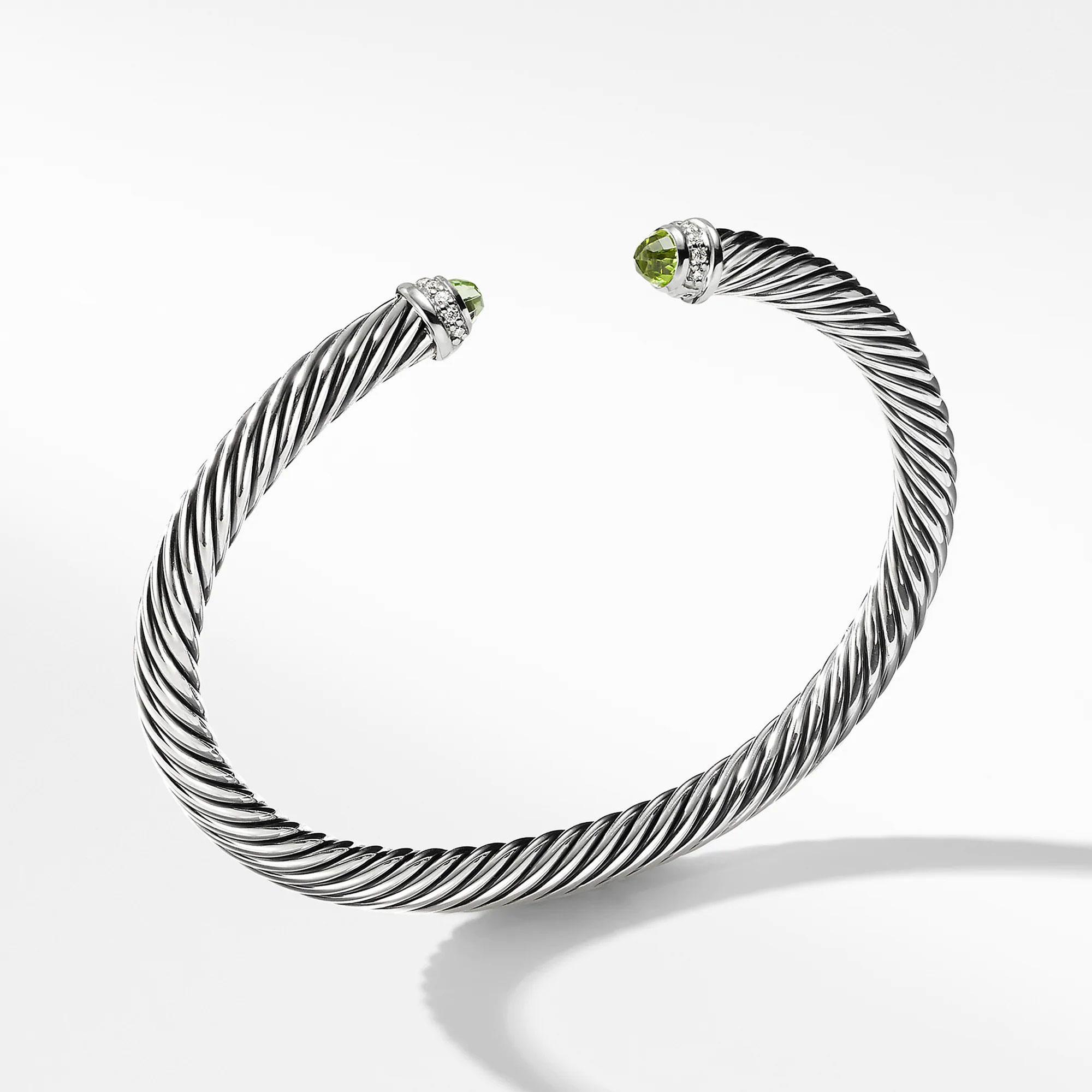 David Yurman Cable Classic Collection Bracelet with Peridot and D