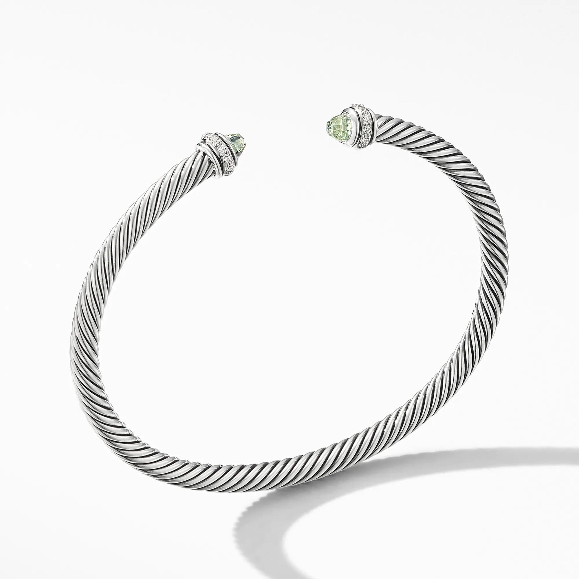 David Yurman Cable Classic Collection Bracelet with Prasiolite and Diamonds 4mm - Medium 795$