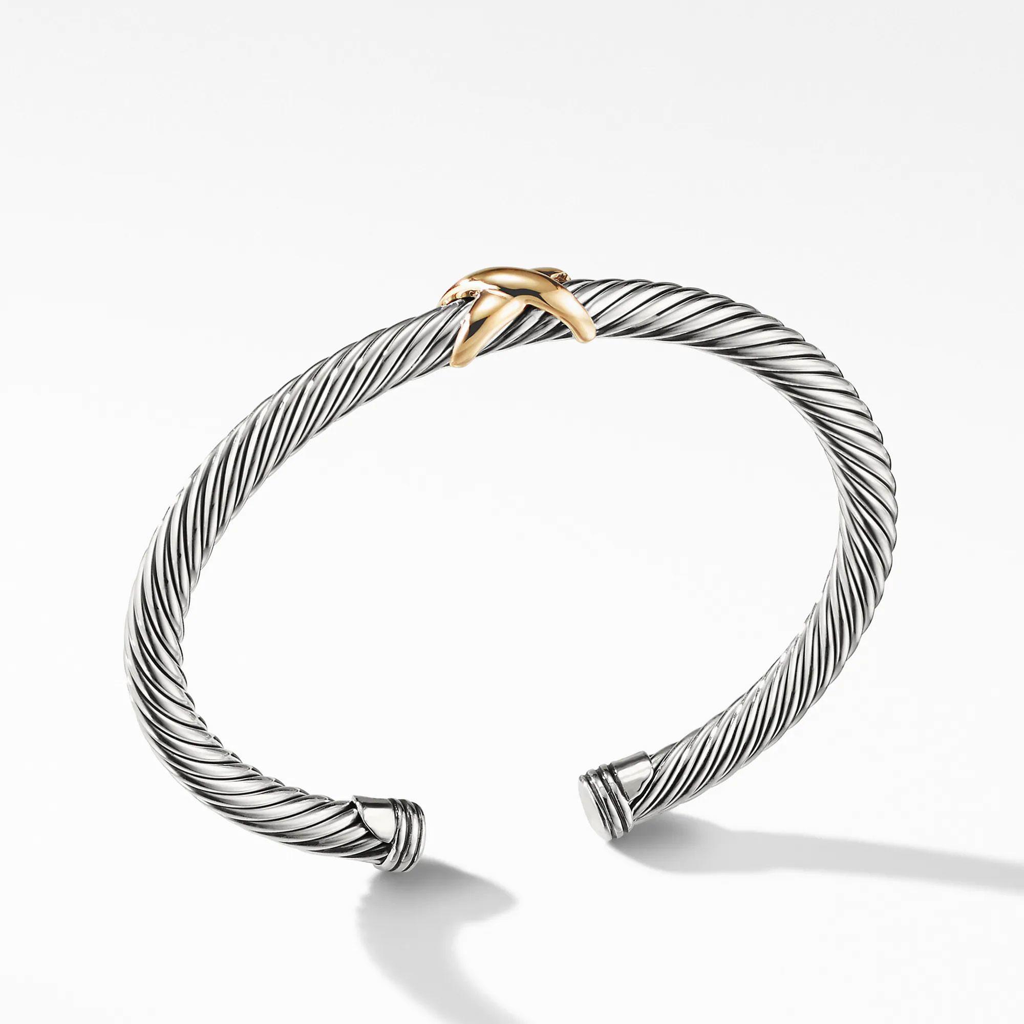 David Yurman X Bracelet with 14k Gold, 5mm - Small