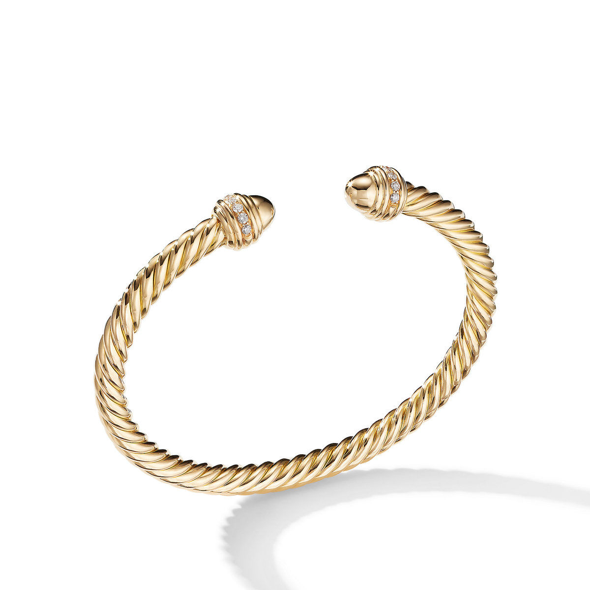 David Yurman Cable Classics Color Bracelet in 18k Yellow Gold with Gold Domes and Pave Diamonds | 5mm | Small