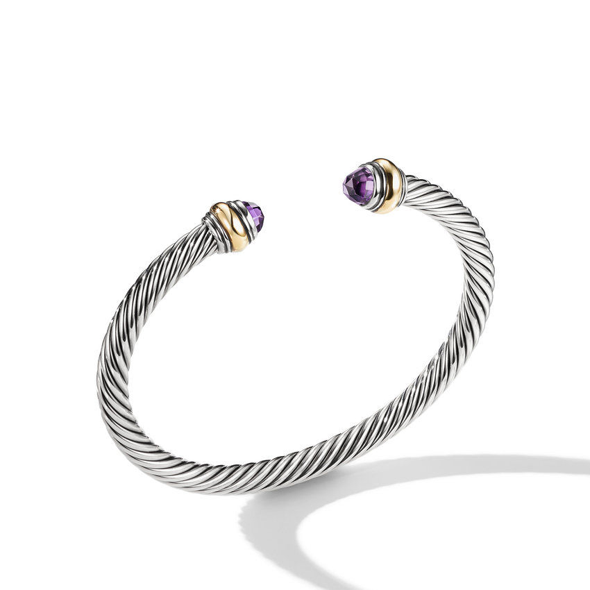 David Yurman Cable Classics Color Bracelet with Amethyst and 14K 