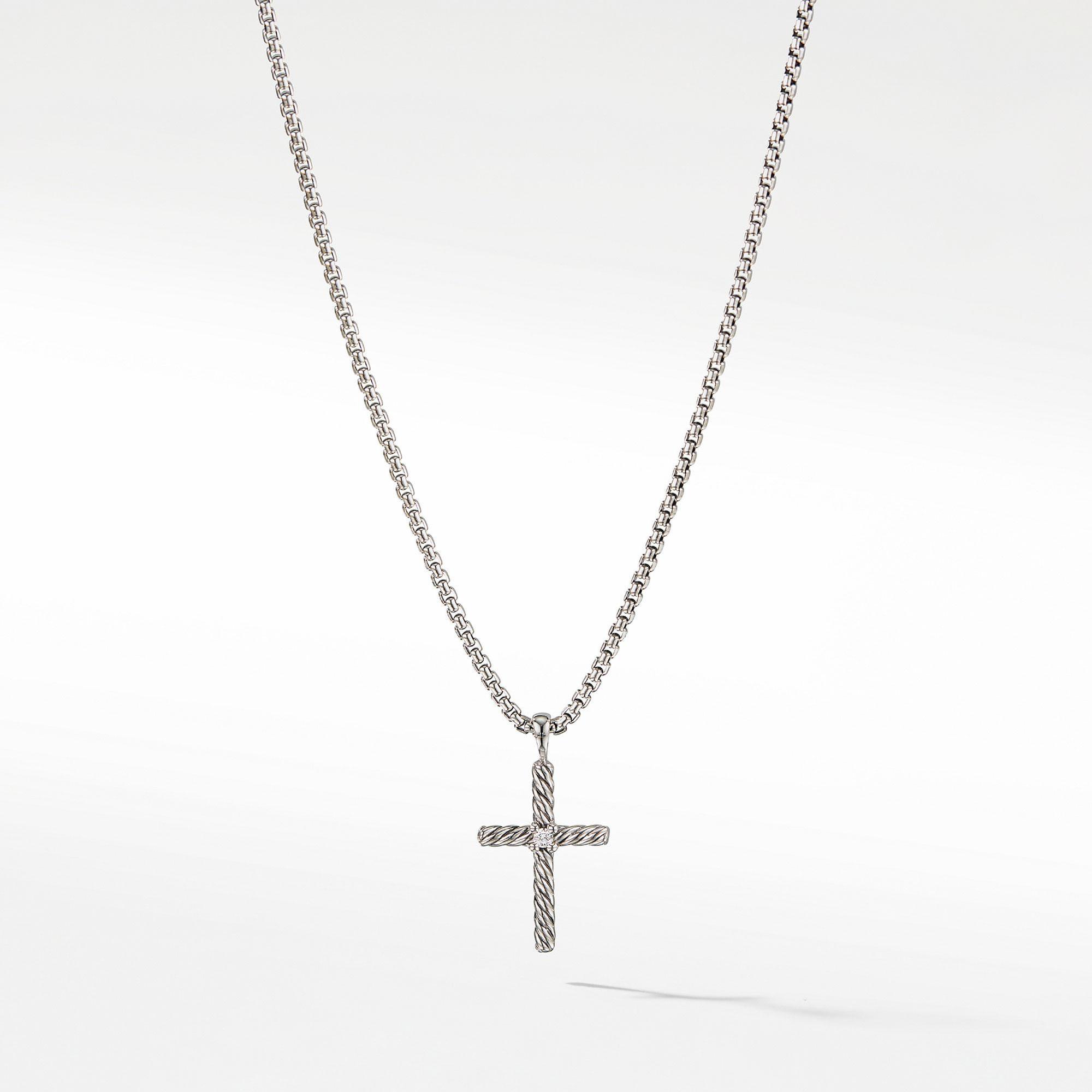 David Yurman Cable Classics Cross Necklace with Diamond - 16 Inches