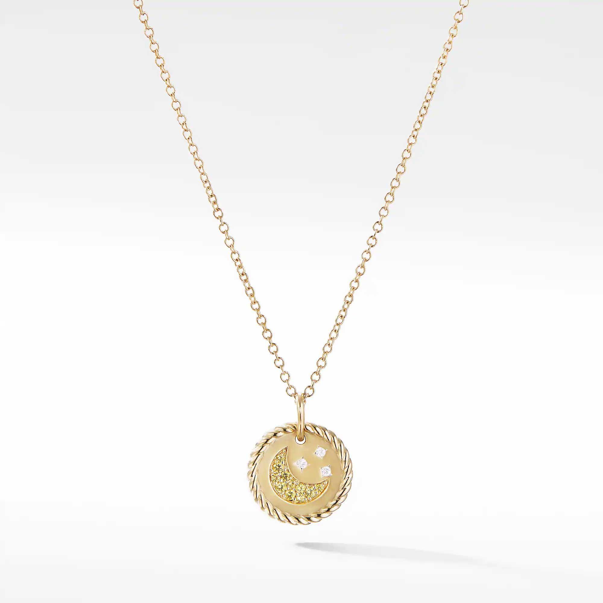 David Yurman Cable Collectibles Moon and Stars Necklace with Diam