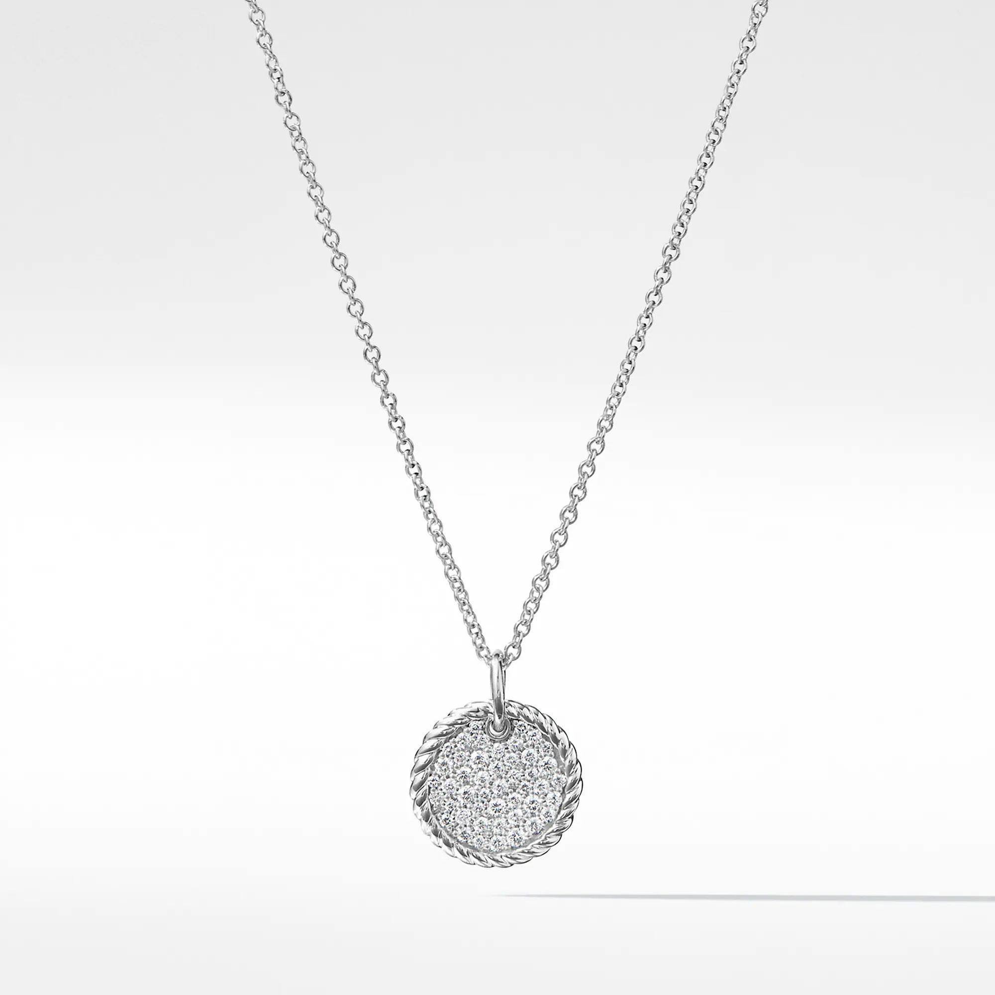 David Yurman Cable Collectibles Pave Plate Necklace with Diamonds