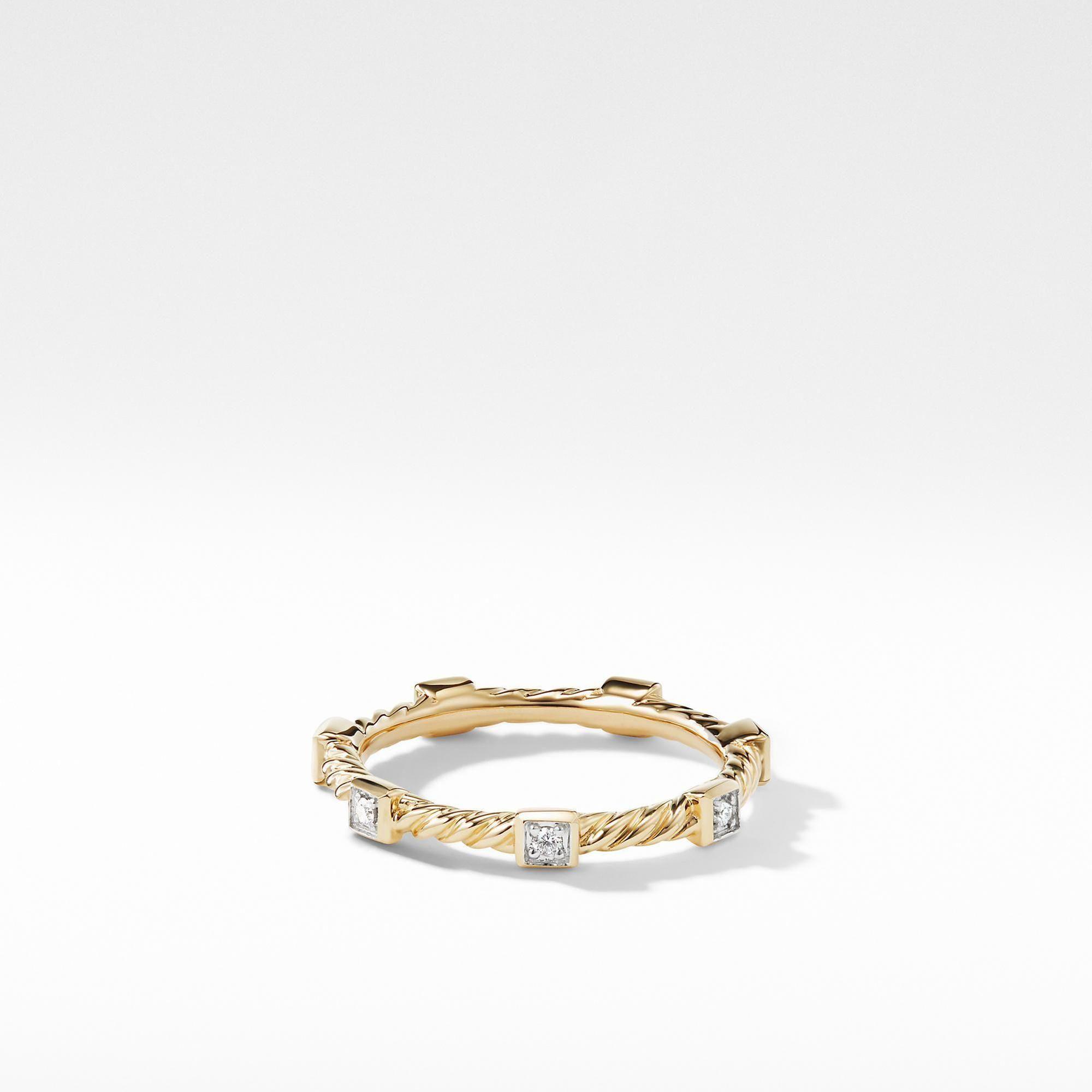 David Yurman Cable Collectibles Ring with Diamonds in 18K Gold - 