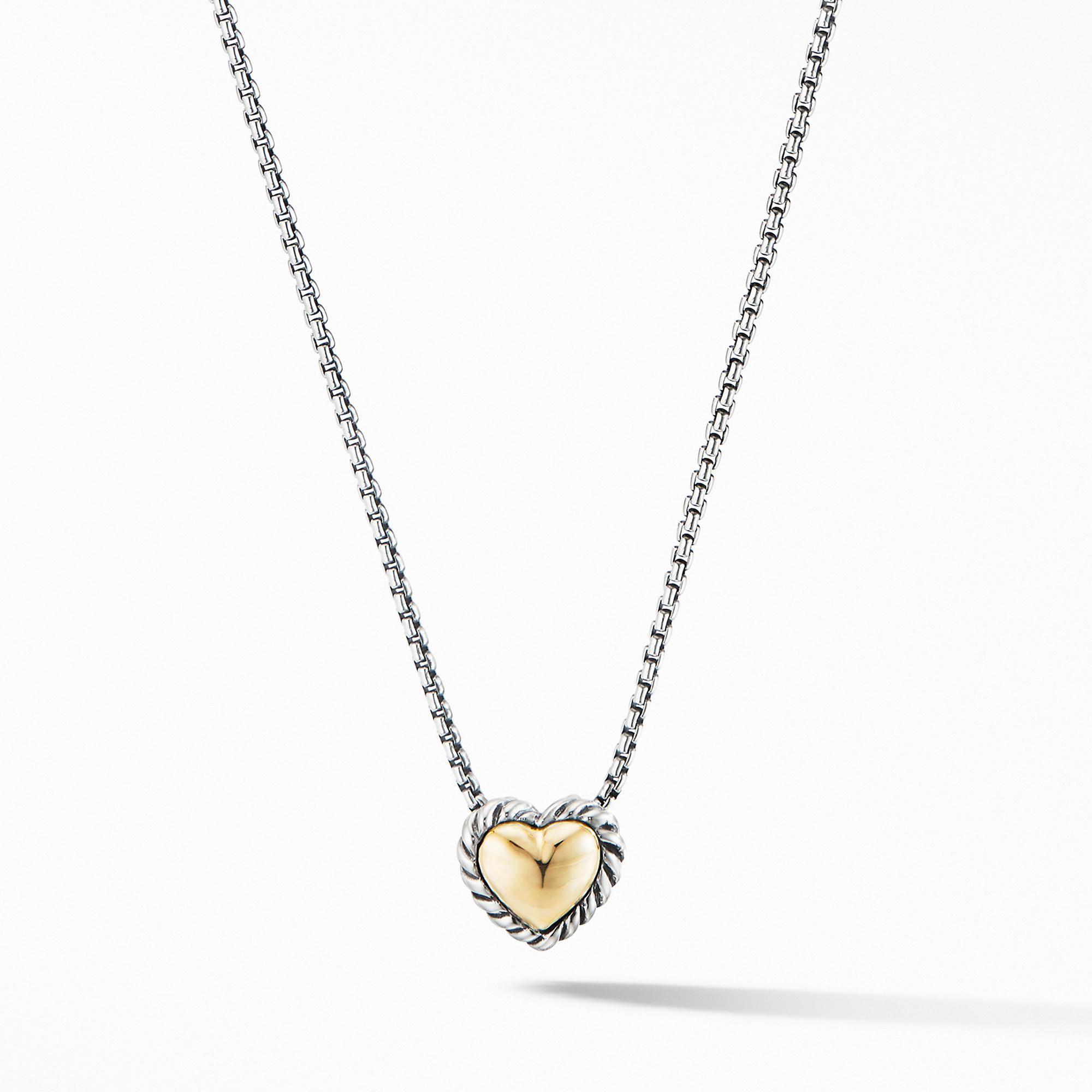 David Yurman Cable Cookie Classic Heart Necklace with 18k Yellow 