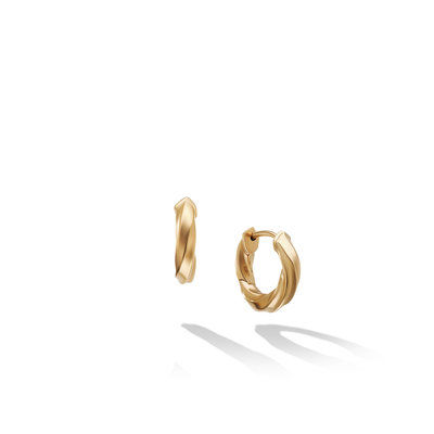 David Yurman Cable Edge Huggie Hoop Earrings in Recycled 18K Yell
