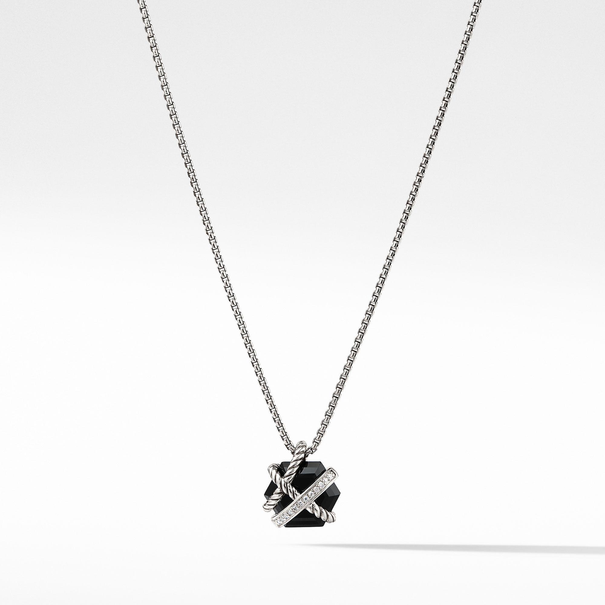 David Yurman Cable Wrap Necklace with Black Onyx and Diamonds, 10mm