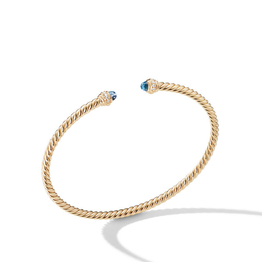 David Yurman Cablespira Color Bracelet in 18K Yellow Gold with Ha